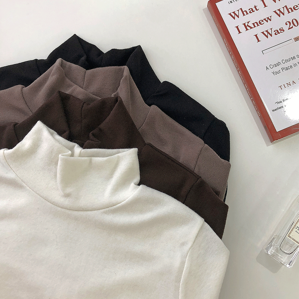 (기모) 베이직 반목 폴라 티셔츠 4color