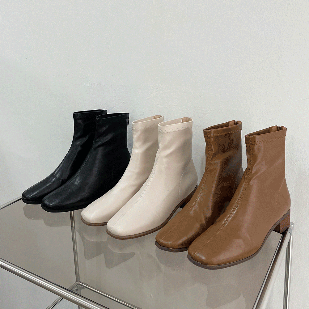 스퀘어 스판 앵클부츠 3color