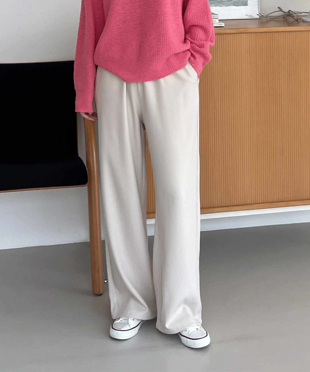 [기장선택] 투웨이 밴딩 와이드 슬랙스 팬츠