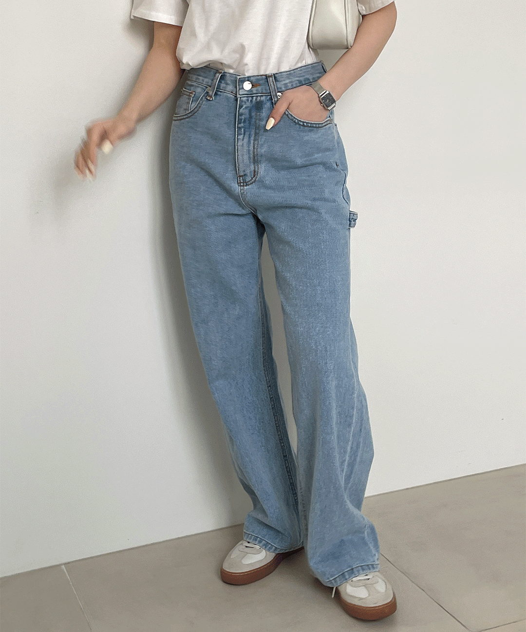 카펜터 와이드 데님 워크 팬츠