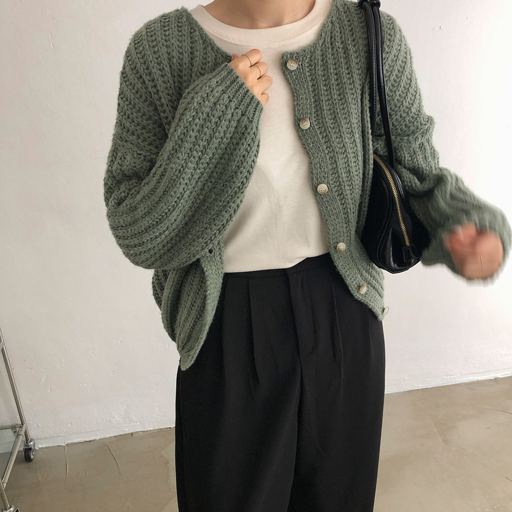 소프트캐시 벌룬 니트 가디건 4color